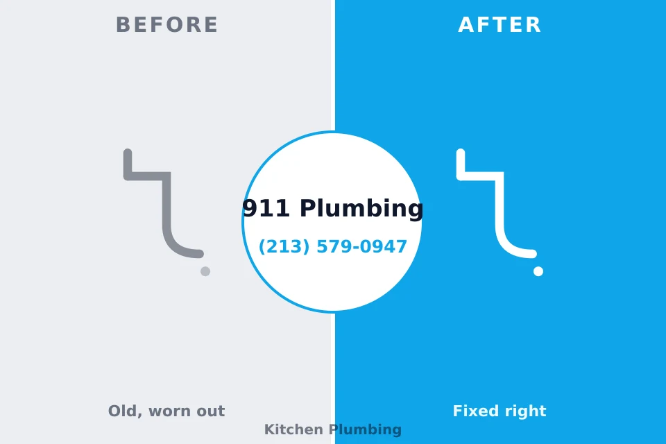 Before and after: plumbing repair Lincoln Center, KS